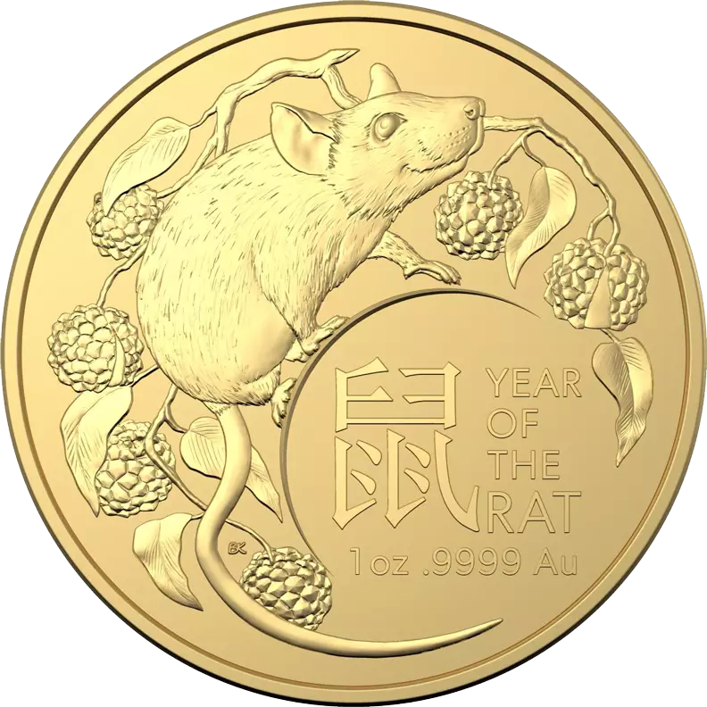 Złota moneta Lunar RAM: Rok Szczura, 1 oz, 2020